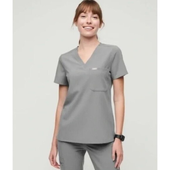 Figs Catarina One-Pocket Technical Collection Gray Cement Scrubs Top  3XL NWT - Picture 1 of 5